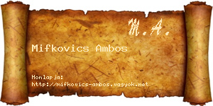 Mifkovics Ambos névjegykártya